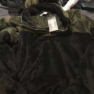 Olive & black teddy sweater